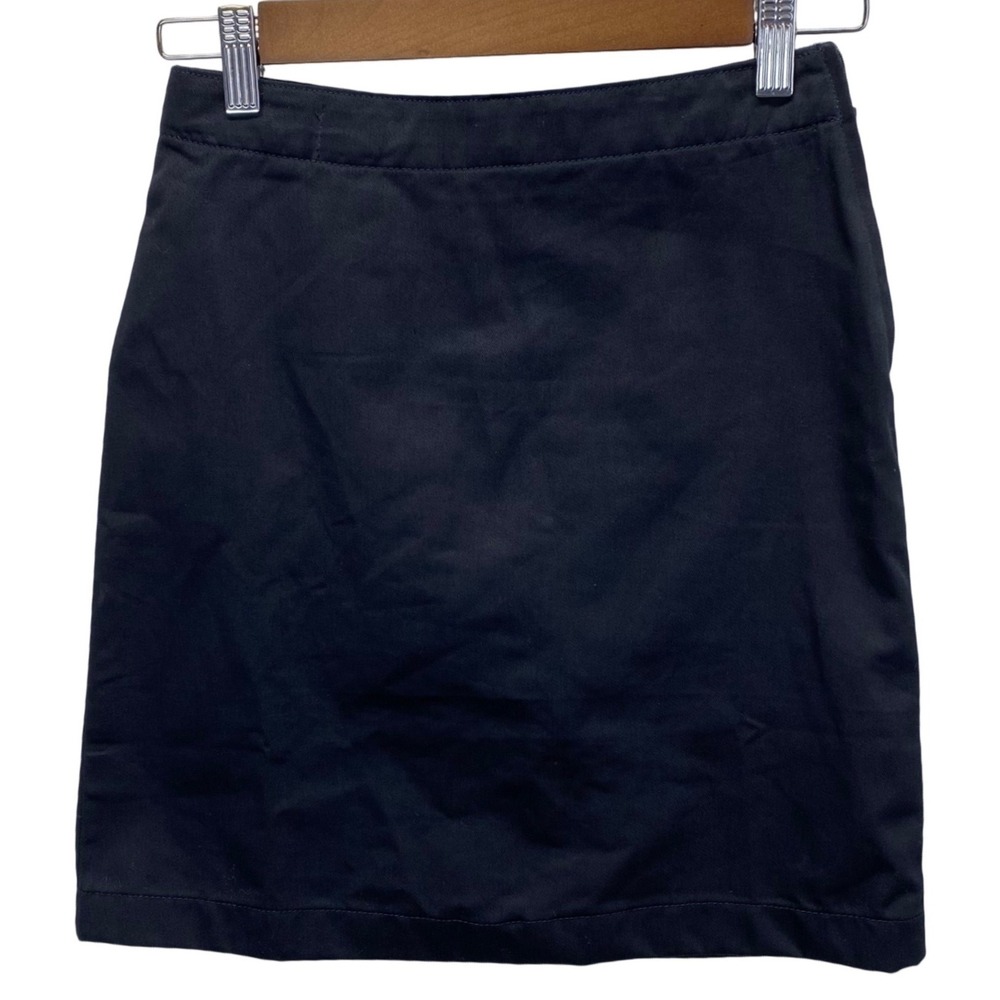 Lands End Black‎ Cotton Blend ALine Golf Skort Size 10S Adjustable Waist Wicking